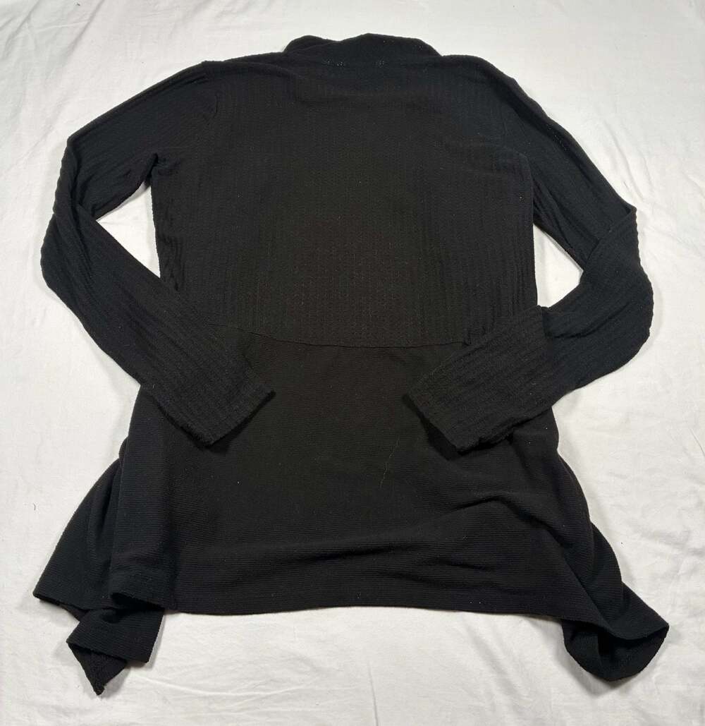 Harmony & Balance Black Ribbed Ruffle Open Front Cardigan - Picture 2 of 7